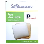 Safe Dressing Foam Silver Carbon apósito de espuma con plata y carbón activado