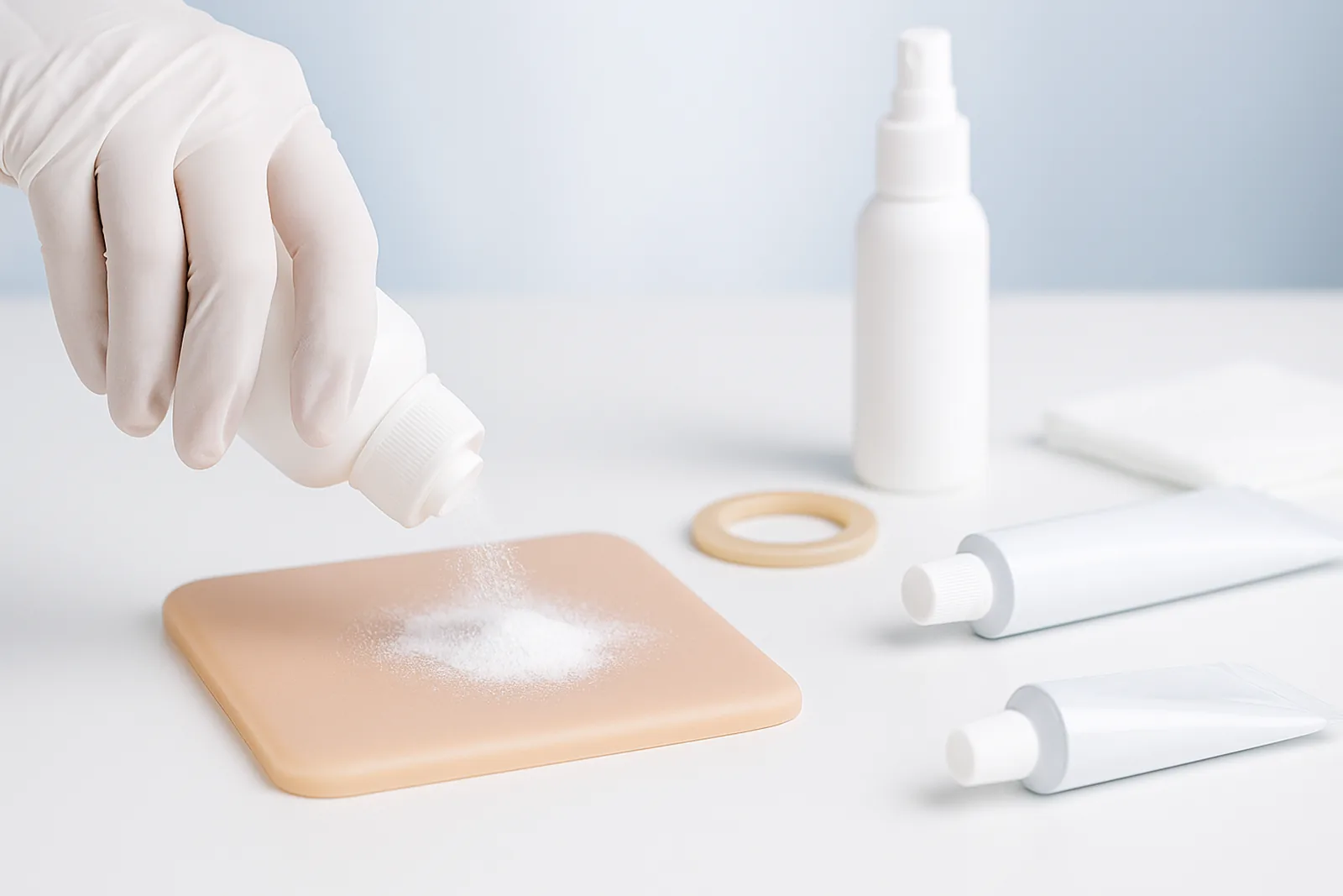 Costras en ostomía: técnica de crusting con polvo y barrera cutánea para piel periestomal irritada.