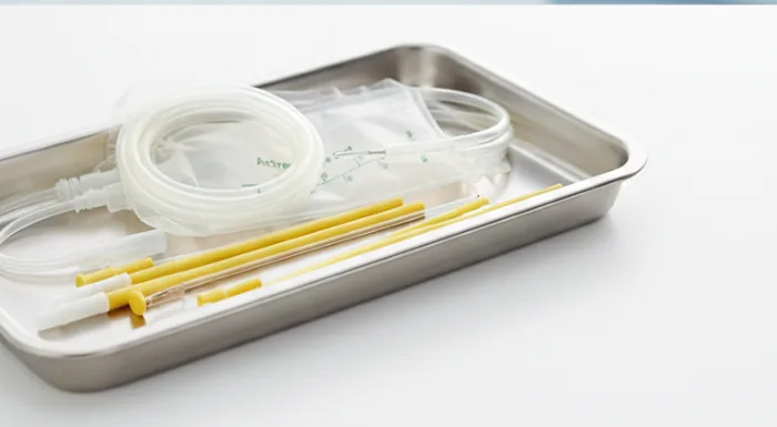 Sondas urinarias tipo Foley y Nelaton dispuestas sobre superficie clínica, categoría Sondas y Urología de SIDSALUD.
